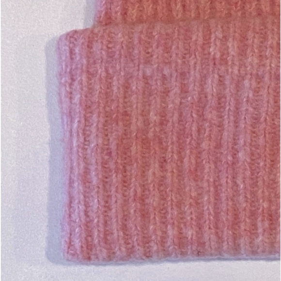 New Rag & Bone Superfine Merino Wool Pink Beanie Hat with Pom - Picture 12 of 15